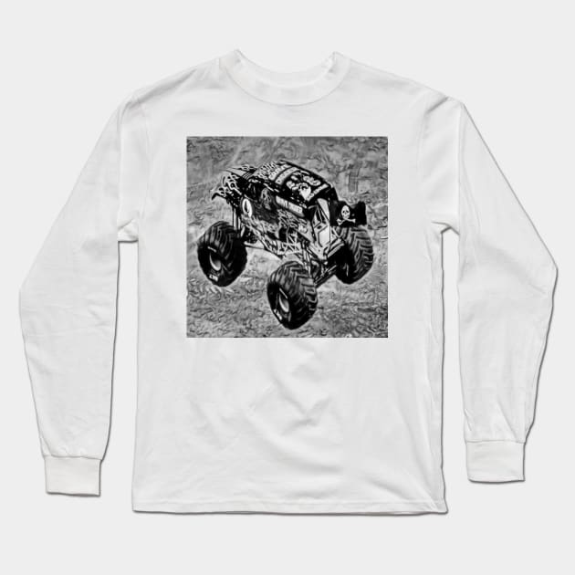 Gravedigger - Black and White Long Sleeve T-Shirt by davidbstudios